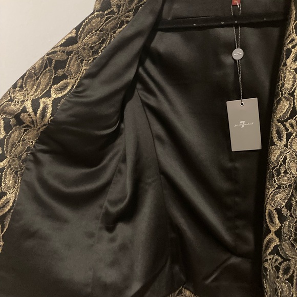 Stunning 7 FOR ALL MANKIND Metallic Jacquard blazer jacket in gold & black - Picture 15 of 15